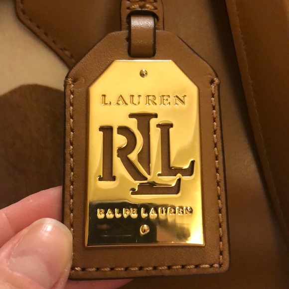 Lauren Ralph Lauren Leather Cow Print Handbag - Picture 7 of 8